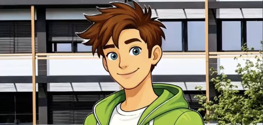 Ein Werkstudierender vor dem Kreishaus