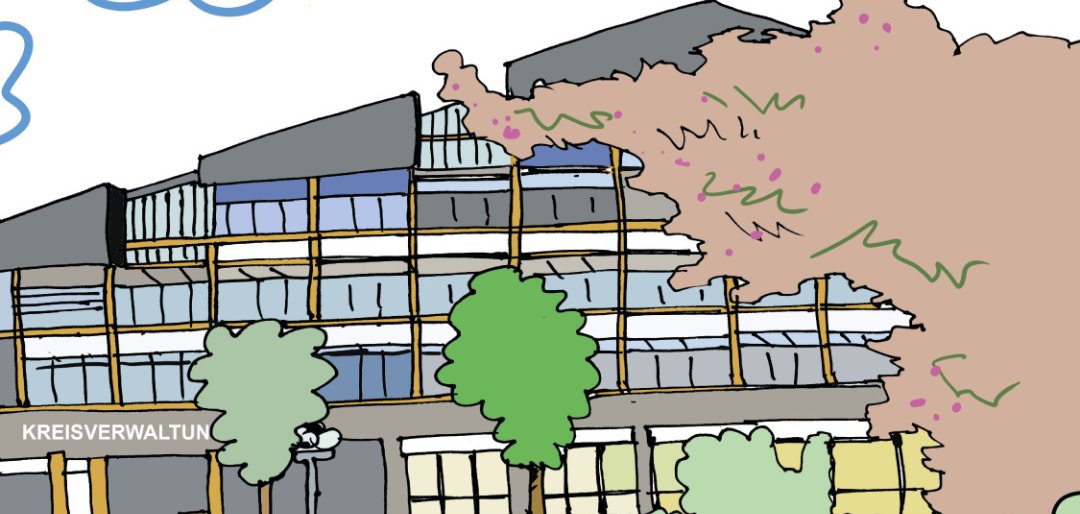 Das Kreishaus als Zeichnung