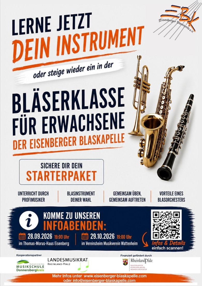Plakat für das Projekt Bläserklasse für Erwachsene Plakat für das Projekt Bläserklasse für Erwachsene