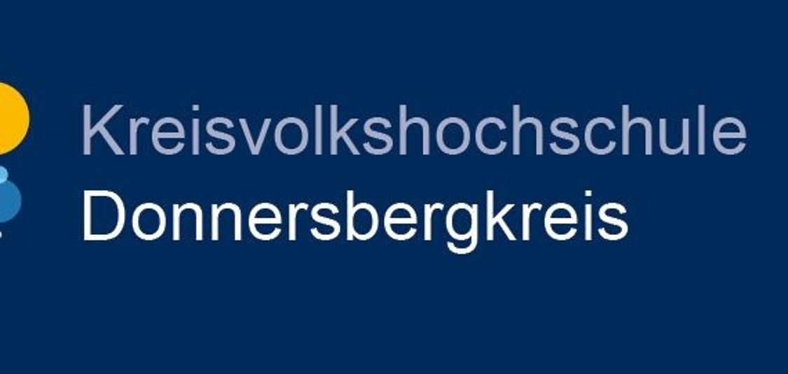 Blaue Leiste der Kreisvolkshochschule Donnersbergkreis mit Logo
