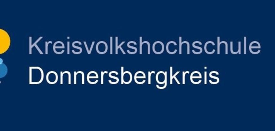 Blaue Leiste der Kreisvolkshochschule Donnersbergkreis mit Logo