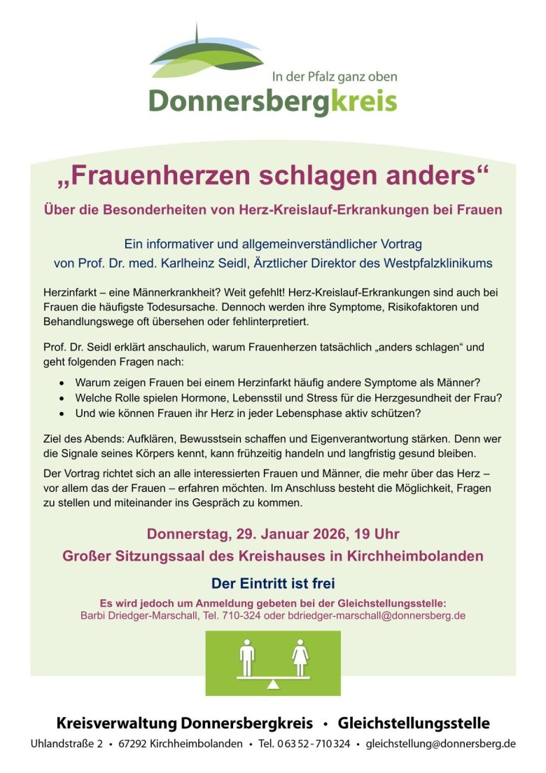 Handzettel des Veranstaltung Frauenherzen am 29.01, der die wichtigsten Informationen zu der Veranstaltung beinhaltet.