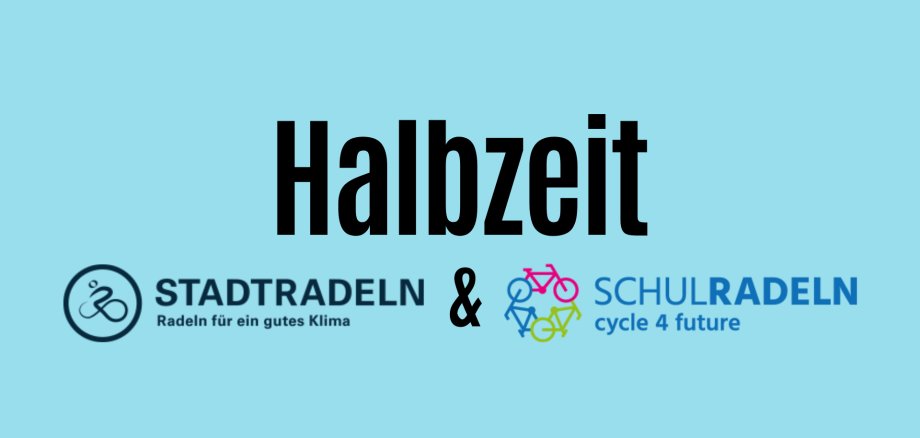Halbzeit beim Stadtradeln 2026 Grafik mit dem Hauptwort "Halbzeit"