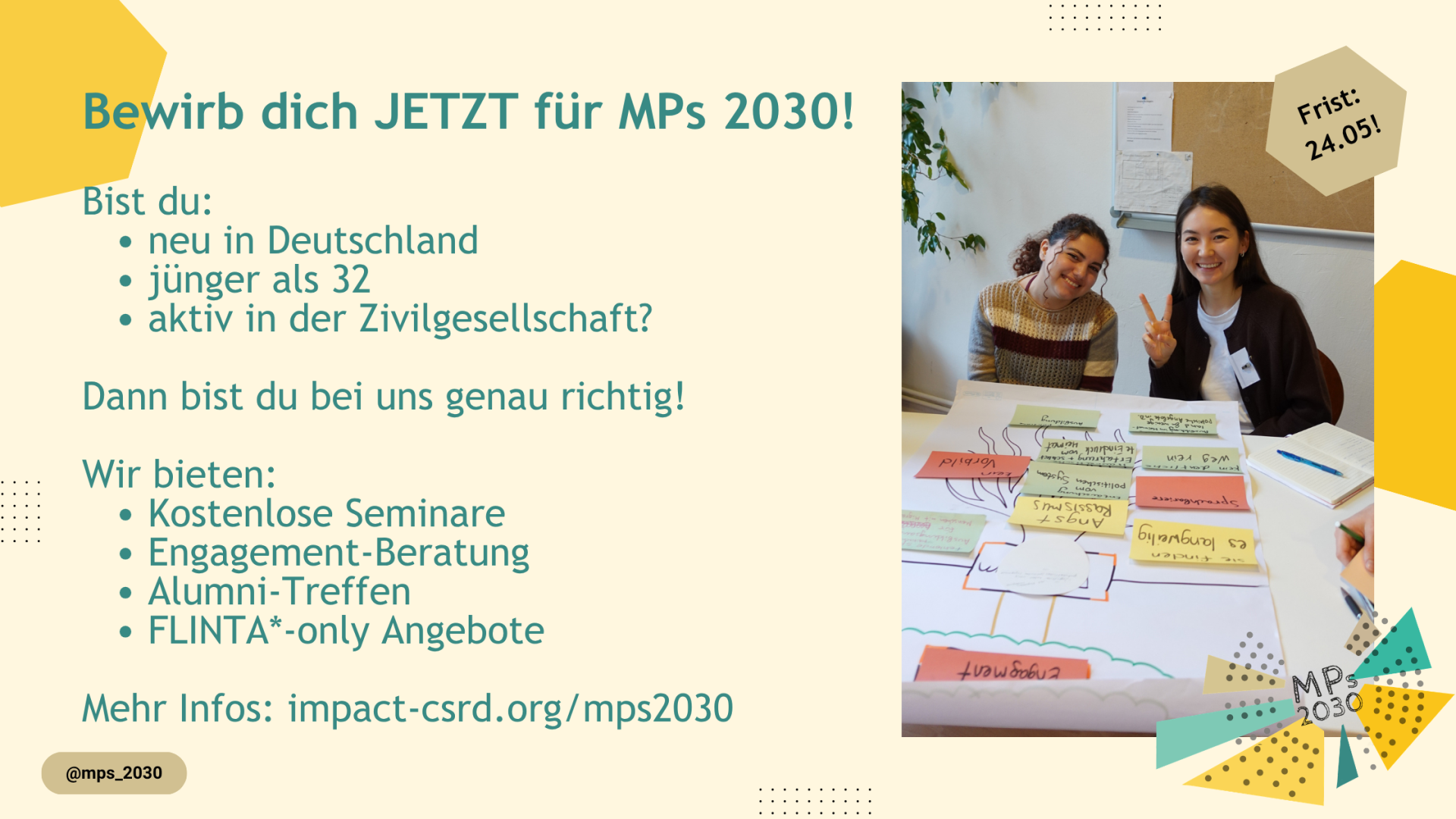 Seminarprogramm für junge Migrant*Innen: MPs 2030 – Gestärkt im Engagement