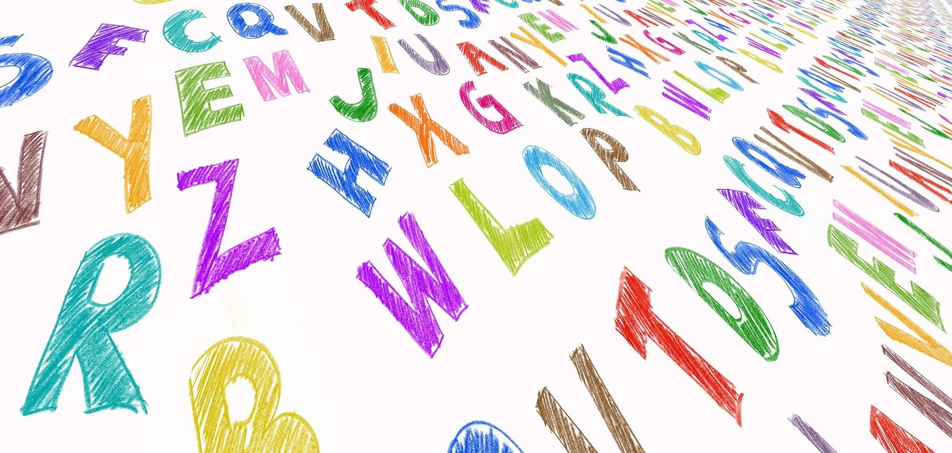 Bunte Buchstaben auf weißem Hintergrund