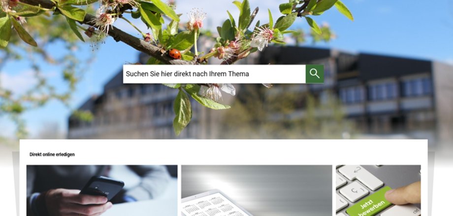 Screenshot: Neue Startseite der Homepage Zu sehen ist die Startseite der neu gestalteten Homepage