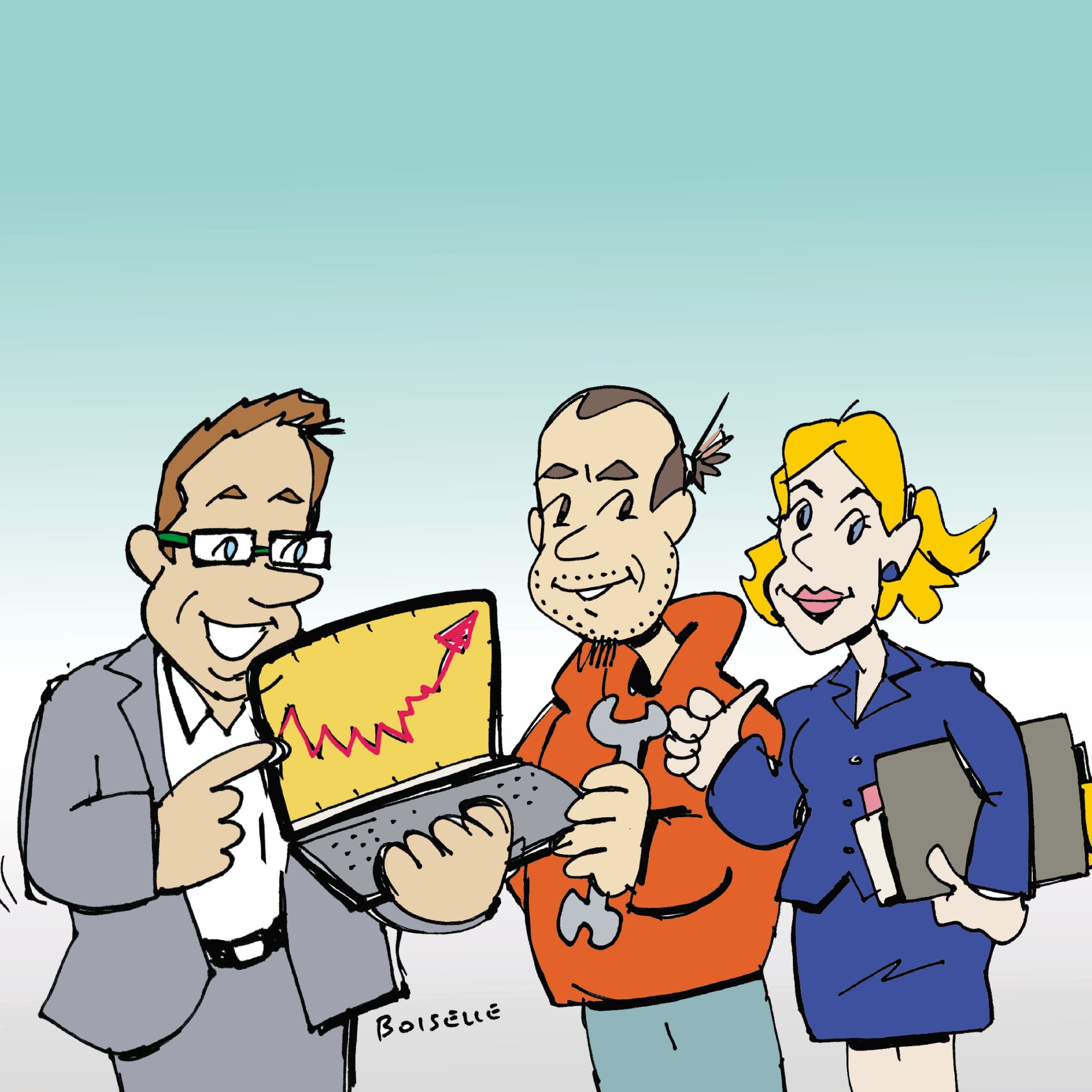 Beratung Ein Mann berät eine Frau und einen Mann