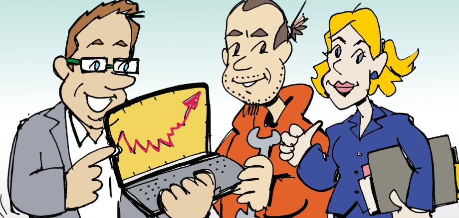 Beratung Ein Mann berät eine Frau und einen Mann