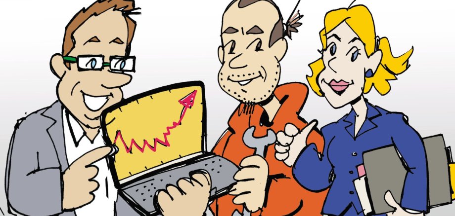 Drei Menschen mit einem Computer Drei Menschen mit einem Computer