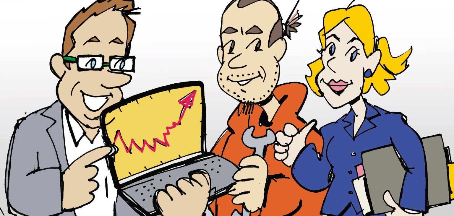 Drei Menschen mit einem Computer Drei Menschen mit einem Computer