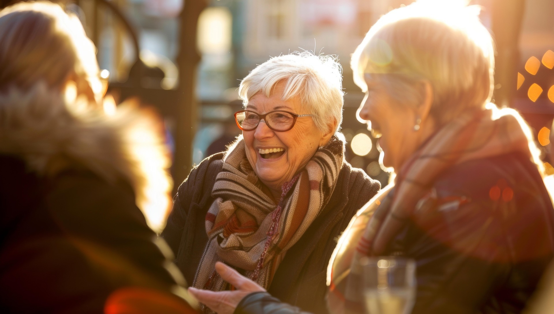 Drei Seniorinnen im Gespräch